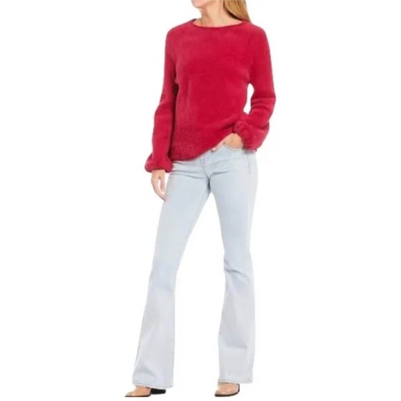 NWT Chelsea & Violet Key Verona Red Balloon Sleeve Eyelash Pullover Sweater - Picture 3 of 9